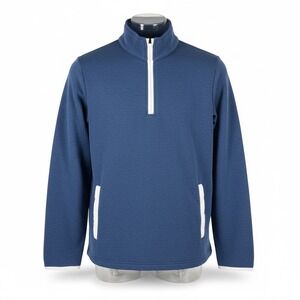 Bonobos Golf Pullover Mens M Slim Fit 1/4 Zip‎ Blue White Performance Fleece
